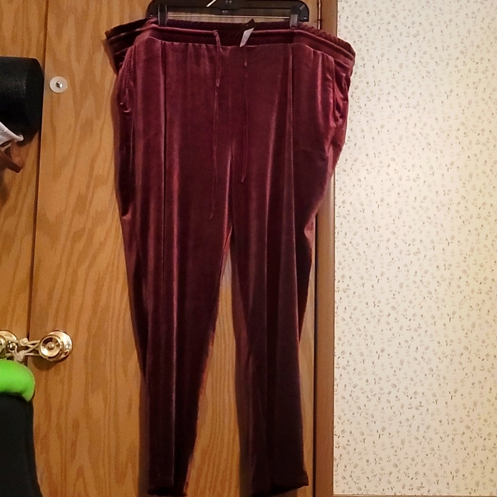TORRID PLUS SIZE: TAPERED PULL ON PANT: STRETCH VELVET WINE: NWT: SZ 4